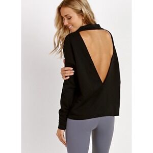 Varley Kingsmill Open Back Pullover Sweatshirt Black‎ Size Small